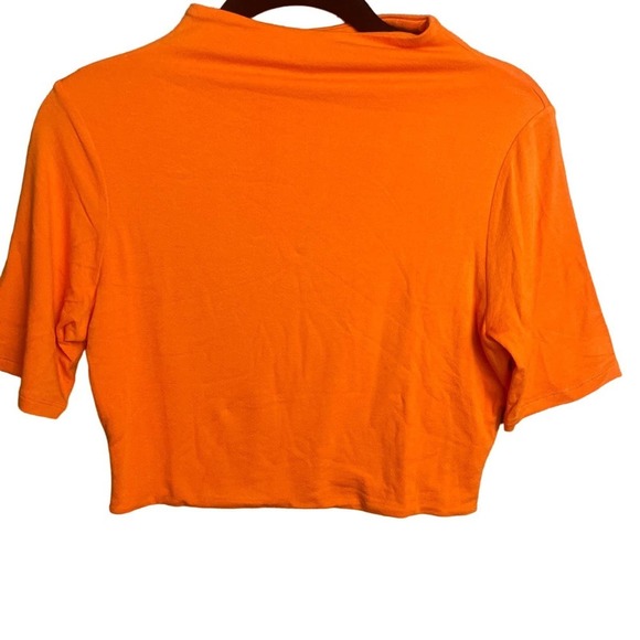 Naked Wardrobe BARE X Sweet T Mock Neck Crop Top In Deep Orange Size XL NWT - Picture 2 of 8